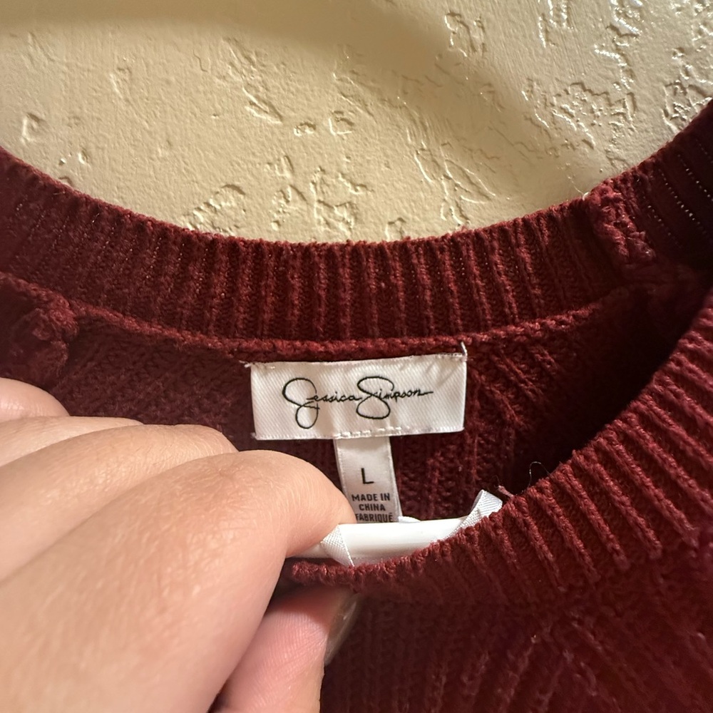 Jessica Simpson Ribbed Knit Sweater - Deep Red - Picture 2 of 2